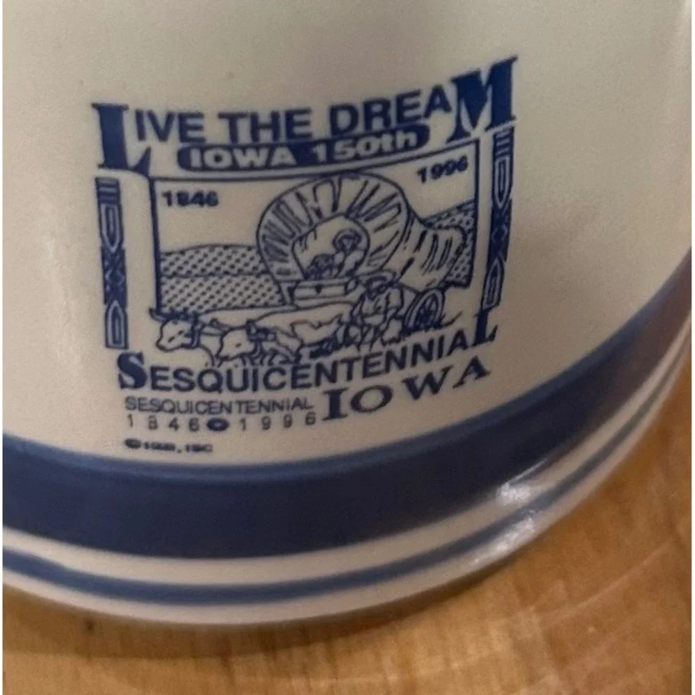 Vintage Hall China Iowa 150th Sesquicentennial Creamer Pitcher 1846-1996 Blue